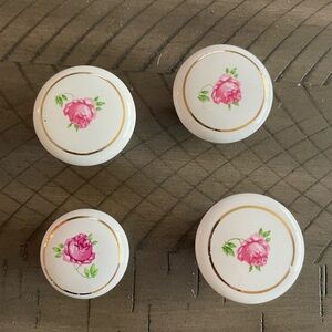 Floral Ceramic Knobs with Pink Roses
